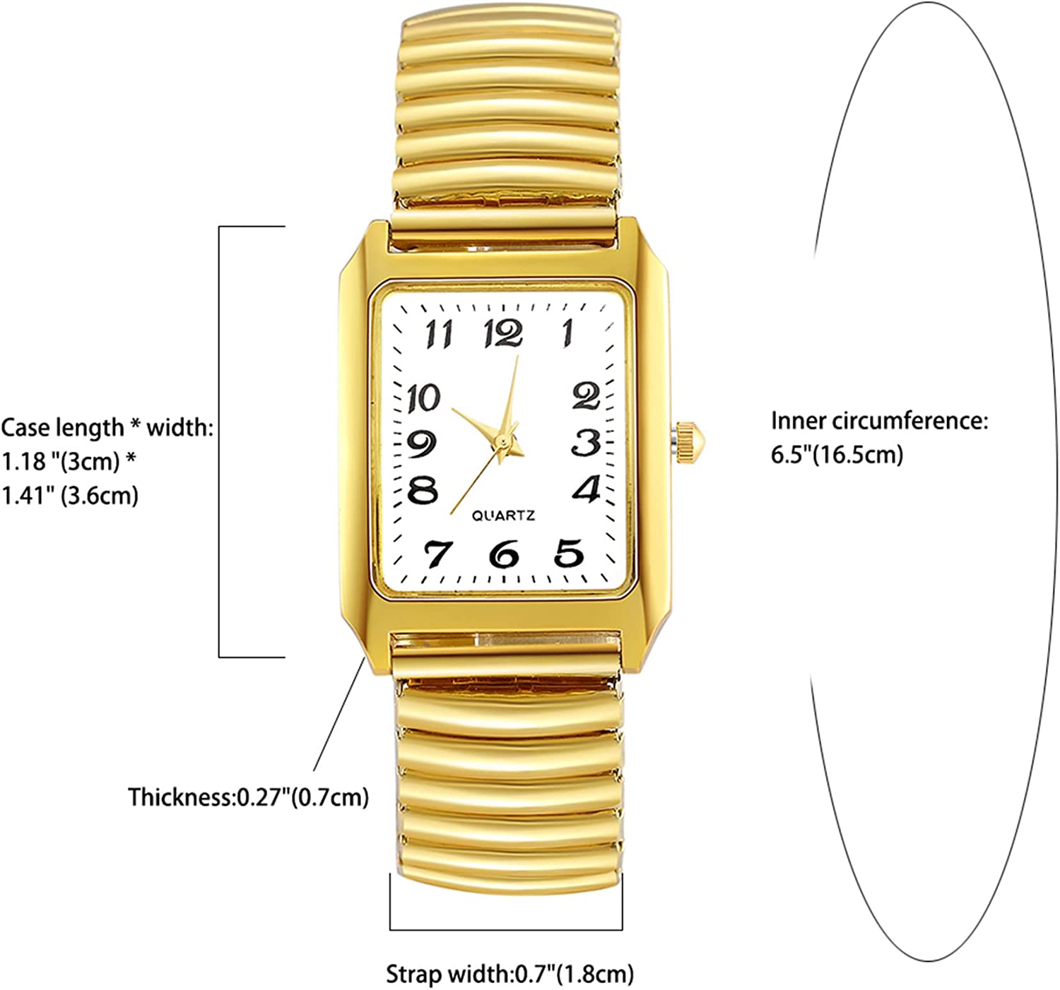 JewelryWe Women's Ultra Thin Easy Reader Watch with Elastic Strap, Golden/Silver Watch - Image 6